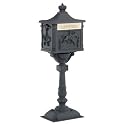 Standing mailbox post box pony express black painted cast aluminum