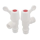 uxcell　アングルバルブ　蛇口　2個入り　ホワイト　プラスチック　95 x 60 x 30mm