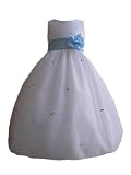 Classykidzshop White Satin Special Occasion Dress with RoseBud