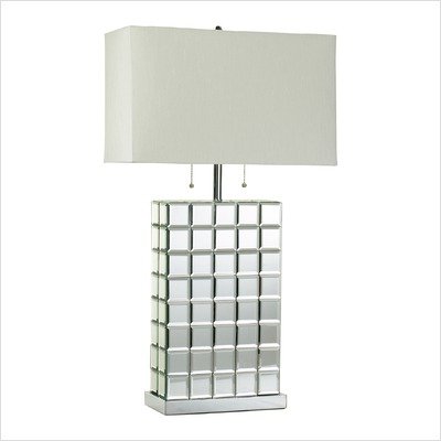 Mirrored Tile Table Lamp in Chrome
