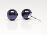 HinsonGayle AAA Round 7.5-8.0mm Black Cultured Pearl Stud Earrings (14K White Gold)