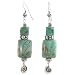 Long Southwestern Rectangular Turquoise Gemstone Bead Dangle Earrings with Sterling Silver Swirls and Accents of Bali Silver, #8162