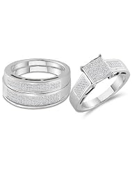 Diamond Engagement Ring Wedding Sterling Silver Mens & Women (0.60 Ct), Size 7 by 