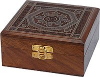 Wooden Jewelry Box Hand Engraved Antiqued Finish Indian Style