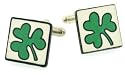 Handmade ceramic cufflinks with Irish shamrock accent with presentation box