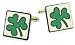 Handmade ceramic cufflinks with Irish shamrock accent with presentation box