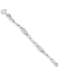 14k White Gold Polished Fancy Link Bracelet, Best Quality Free Gift Box Satisfaction Guaranteed