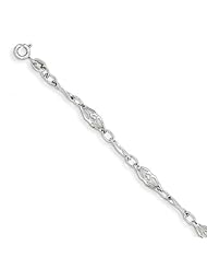 14k White Gold Polished Fancy Link Bracelet