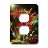 SmudgeArt Fractalius Flower Designs - Lily Wisp - Light Switch Covers - 2 plug outlet cover
