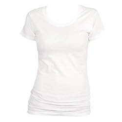 White Solid color Classic Super soft 100% cotton longer womens and girls tee shirt.