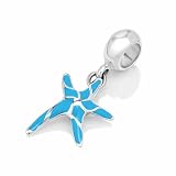 Chuvora Sterling Silver Blue Enamel Starfish Dangle Bead Charm Fits Pandora Bracelet