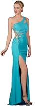 Hot Sale Meier Women's Sexy Side Cut Out One Shoulder High Slit Gown in Ocean Blue