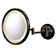 Lighted Round Wall Mounted 5X Mirror, Hard Wired, Dark Bronze