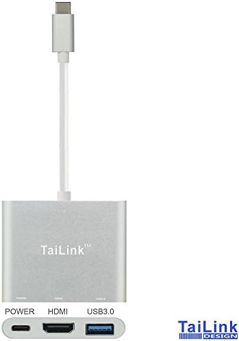 TaiLinkTM USB-C Digital AV Multiport Adapter, USB 3.1 Type-C to HDMI Adapter 4K , USB 3.0 HUB With 1 Charging Port, Support Chargingfor Apple The NEW Macbook, Chromebook Pixel,HUAWEI MateBook(Silver)