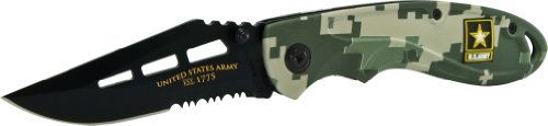 U.S. Army ARMY2CS Linerlock Knife, Black Clip Point 40% Serrated Blade and MARPAT Camo Handle On Sale