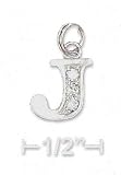 Sterling Silver CZ Alphabet Charm Letter J - 3/8 Inch