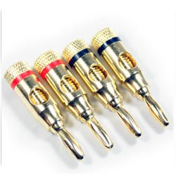 Banana Plugs - Set of 4 - 24 carat gold plated (4mm)