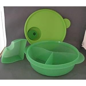 Tupperware CrystalWave Lunch n Dish with Cold Cup Green by