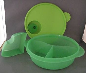 Crystalwave Luncheon Dish with Cold Cup in Green