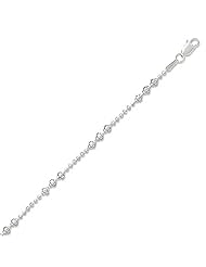 Sterling Silver 18 Inch 1.5mm Bead Necklace with "Wheel" Beads