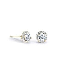 Victoria Kay 1ct Diamond Halo Stud Earrings in 14K Yellow Gold (IJ, I1-I2)