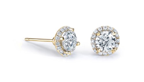 The 1cttw diamond halo stud earrings feature over 30 round white diamonds that form a halo around a single white diamond. *Total weight is approximate.  1cttw may be 0. 95 to 1. 10...