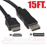 BuyCheapCables 15 Feet DisplayPort (Male) to HDMI (Male) Video Adapter Converter Cable 15'