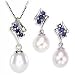 14k Gold, Cultured Pearl Sapphire Earring and Pendant Set