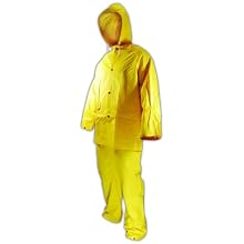 Magid 3014S RainMaster Vinyl Coated 3 Piece Rain Suit, Snap Front Jacket, Bib Pant and Detachable Hood, Small, Yellow (Case of 12 Sets)