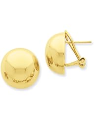 14k Gold Omega Clip 16mm Half Ball Earrings