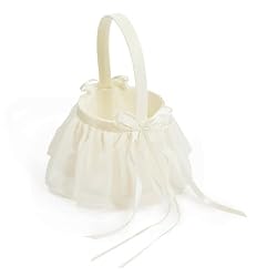 Cathy's Concepts Elegant Chiffon Flower Girl Basket, Ivory