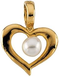 Youth Heart With Pearl Pendant With 15" Chain 14K Gold Yellow 19633