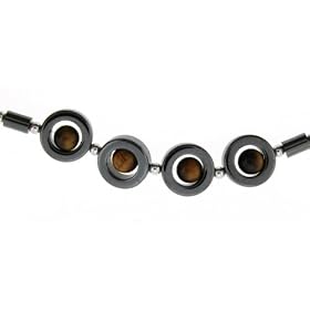 Hematite Necklace 16-18 Inches in Length - Tiger Eye in 4 Circles by Australian Tiger's Eye