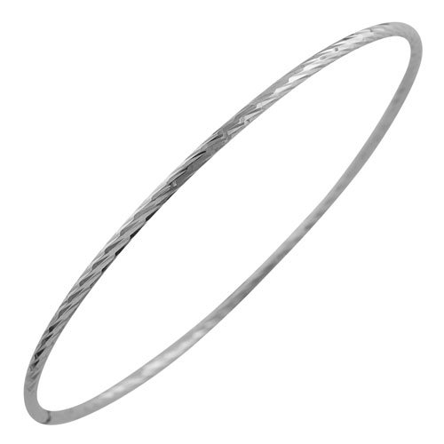 10 Karat White Gold Diamond-Cut Slip On Bangle