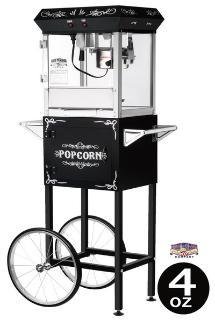 Great Northern Popcorn Black 4 oz. Ounce Foundation Old-Fashioned Popcorn Popper and Cart Great Northern Popcorn Black 4 oz. Ounce Foundation Old-Fashioned Popcorn Popper and Cart