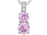 3.47CTW BELLA LUCE PINK AND WHITE DIAMOND SIMULANT PLATINUM OVER STERLING SILVER PENDANT WITH CHAIN