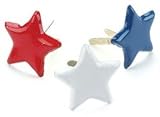 PAINTED METAL PAPER FASTENERS 50/PKG-ASSORTED RED/WHITE/BLUE - STARS