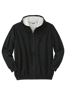 KingSize Big & Tall Solid or Camo Full-Zip Hoodie with Thermal Lining, Black Tall-L