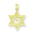 14k Diamond-cut Star of David w/Cross Pendant