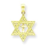 14k Diamond-cut Star of David w/Cross Pendant