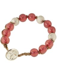 Womens Pink and Gold Tone Bead Bracelet