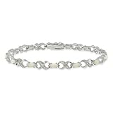 Sterling Silver Created Opal & Diamond Accent Infinity Bracelet