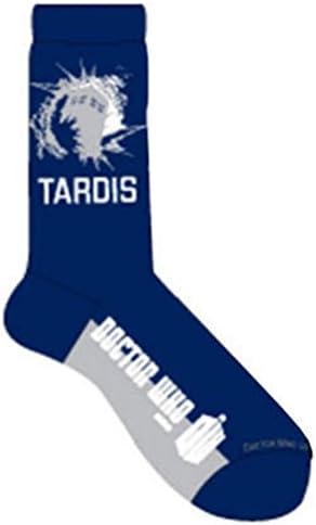 Dr Doctor Who Tardis Wibbly Wobbly Licensed NWT Men's 2 Pair Crew Cut Socks