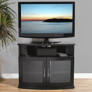 Plateau Newport 40 - 40" Corner Tv Stand Media Storage Cabinet - Black Oak Picture