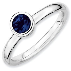 Genuine IceCarats Designer Jewelry Gift Sterling Silver Stackable Expressions Low 5Mm Round Cr. Sapphire Ring Size 6.00