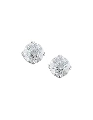 14K White Gold Prong Set 5 MM Natural White Topaz Earring Studs