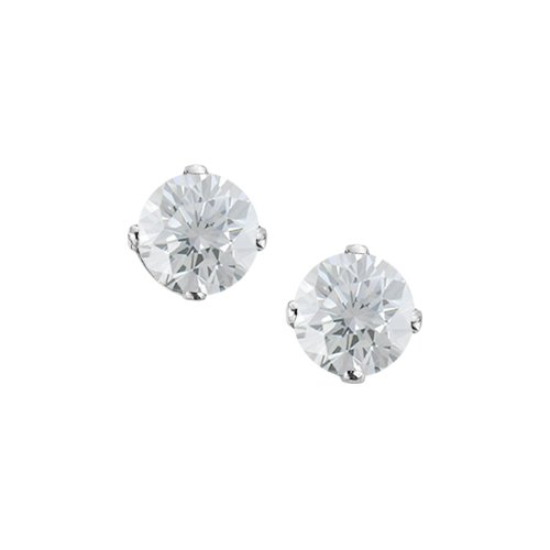 14K White Gold Prong Set 3 MM White Topaz Earring Studs