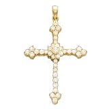 Cross Pendant W/Diamond 14K Yellow Gold 40.00X28.00 MM
