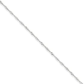 1mm, 14 Karat White Gold, Singapore Chain - 16 inch