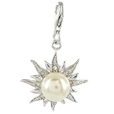 Oscaro Charms 925 Sterling Silver Sunpearl Clip on Charm for Thomas Sabo style bracelets and necklaces